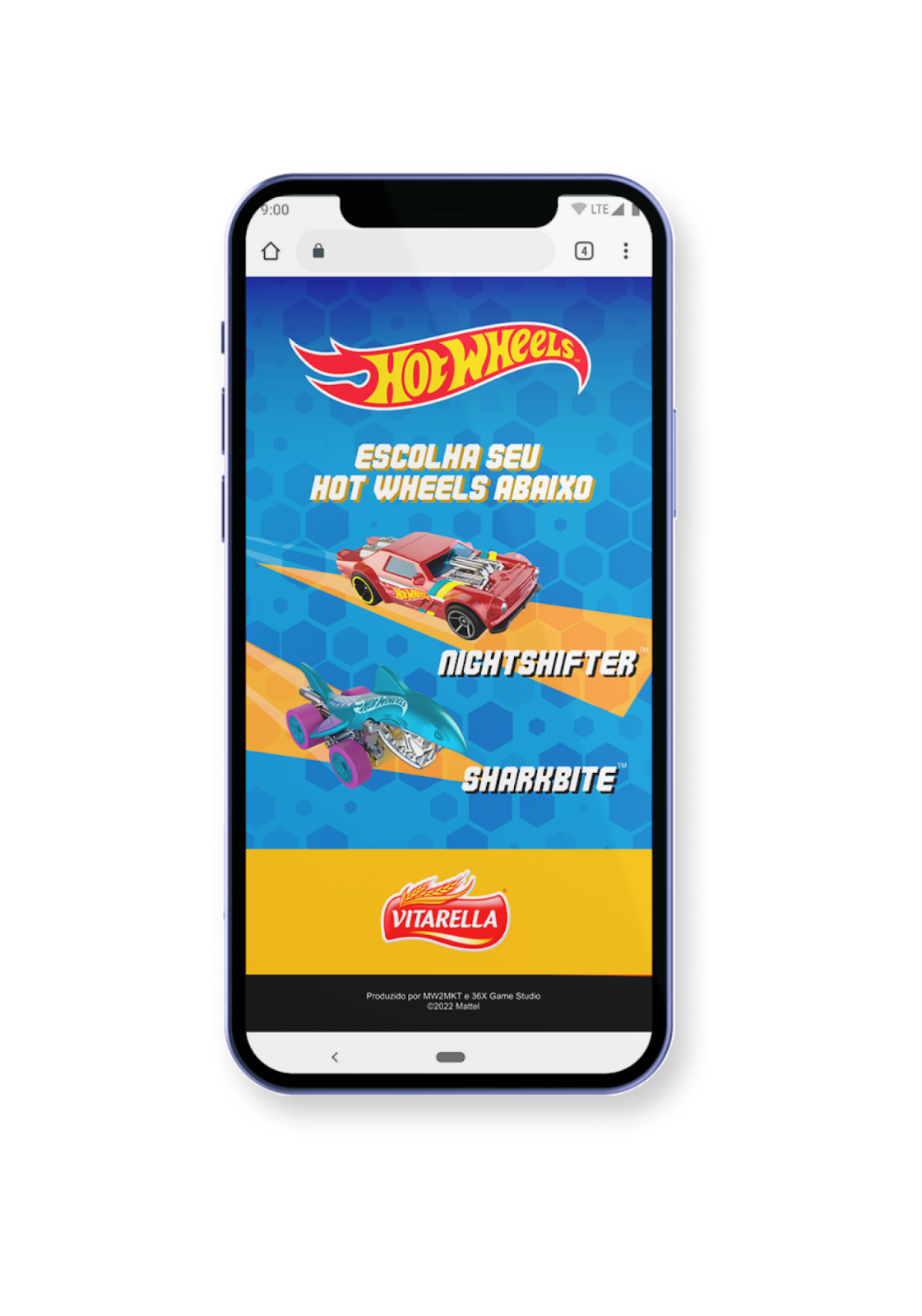 Tela de escolha do carro Hot Wheels